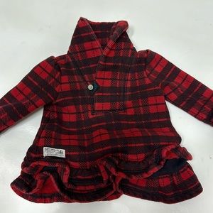 Ralph Lauren baby girl shawl collar ruffled plaid dress 6 months